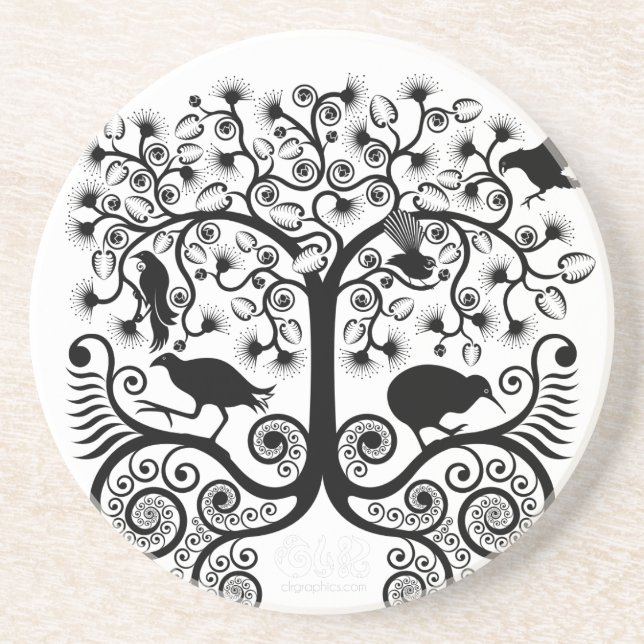 NZ native birds - Sandstone Coaster (Front)