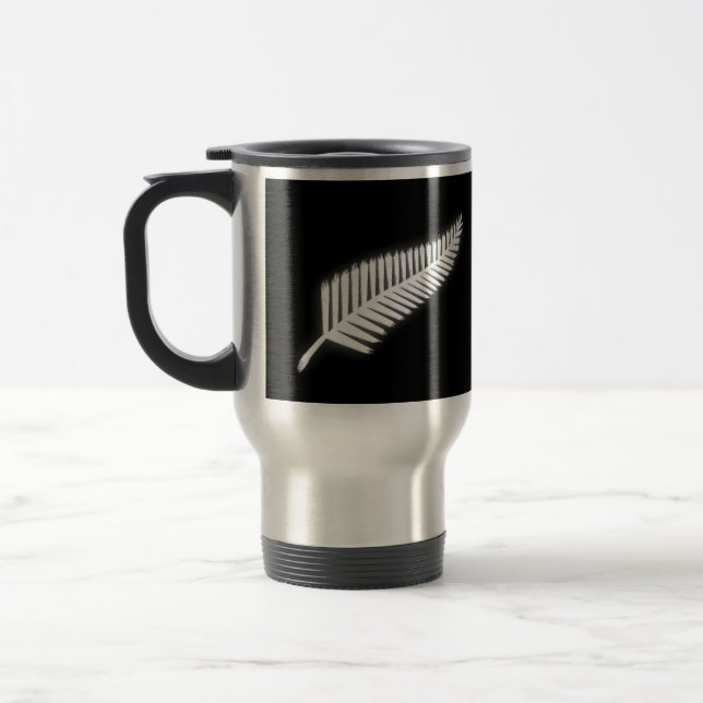 NZ Silver Fern National Emblem Patriotic Gift Travel Mug (Left)