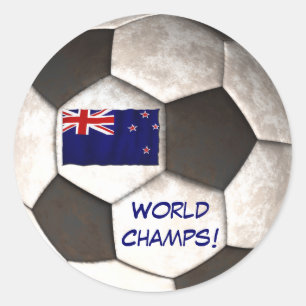 NZ Soccer Ball "World Champs" Football Classic Round Sticker
