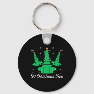O2 Christmas Tree Respiratory Therapist Xmas Light Key Ring