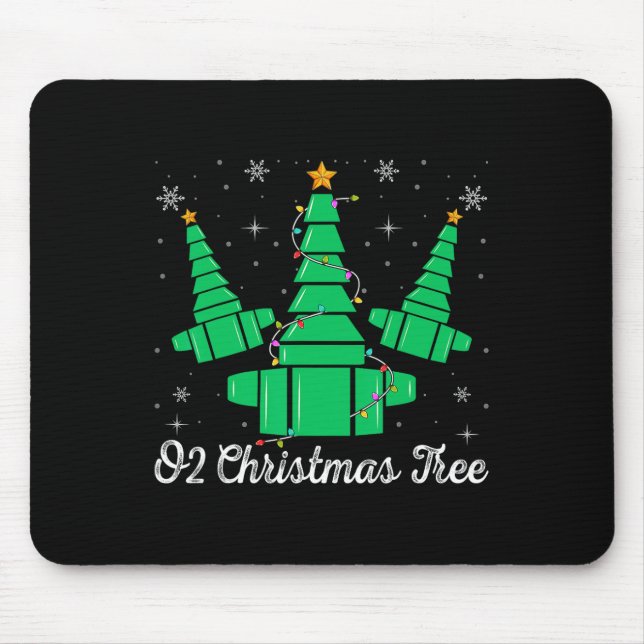 O2 Christmas Tree Respiratory Therapist Xmas Light Mouse Pad (Front)