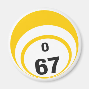 O 67 bingo ball fridge magnet