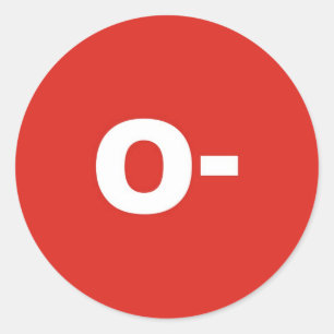 O- Blood Type / Group Rh (Rhesus) Negative Classic Round Sticker