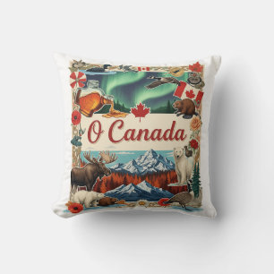 O Canada Collage – Vintage Patriotic T-Shirt Cushion