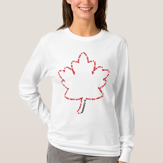 O Canada National Anthem in a Maple Leaf T-Shirt (Front)