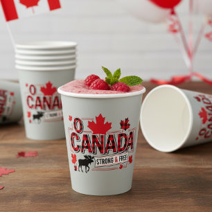 O Canada Strong & Free Moose ID1314 Paper Cups