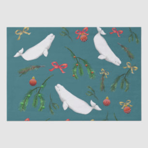 O Christmas Beluga Whale Illustration Pattern Tissue Paper
