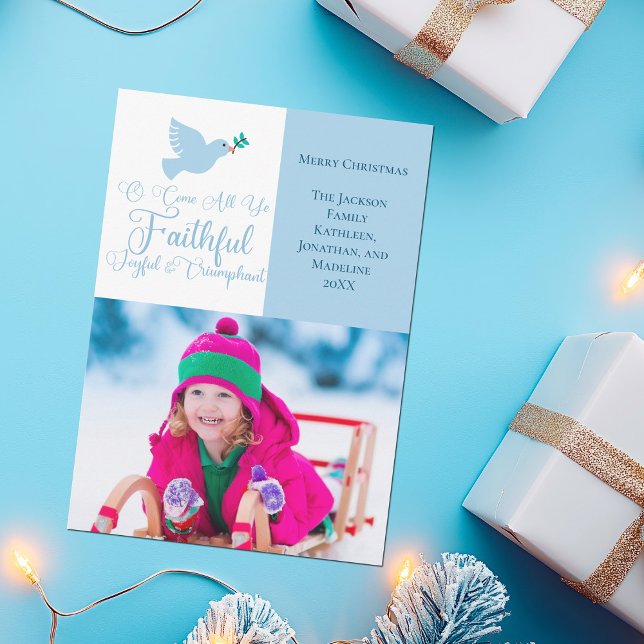 O Come All Ye Faithful Family Photo Christmas Holiday Card (Creator Uploaded)