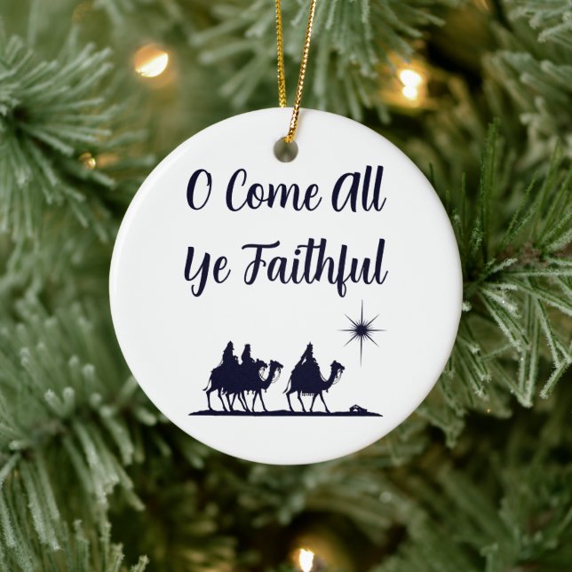 O Come All Ye Faithful Minimalist  Ceramic Tree Decoration (Tree)