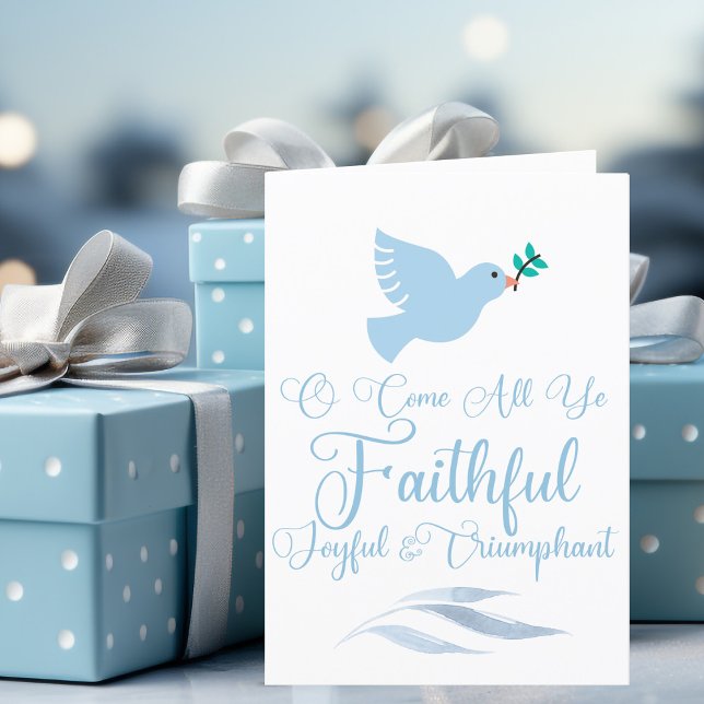 O Come All Ye Faithful Religious Christmas Dove Holiday Card (Creator Uploaded)