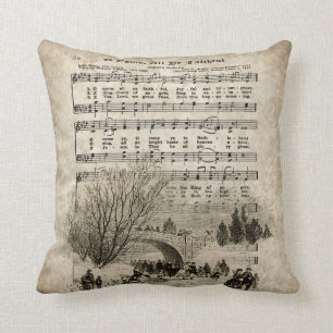 O Come All Ye Faithful, Vintage Christmas Pillow