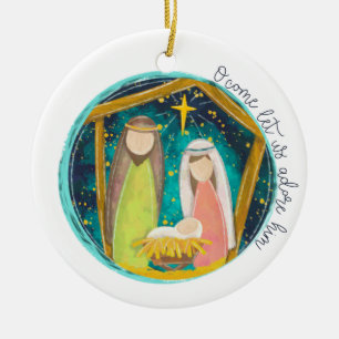 O Come Let Us Adore Him Ceramic Tree Decoration