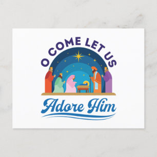 O Come Let Us Adore Him Christmas Christian Jesus Postcard