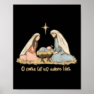 O Come Let Us Adore Him Jesus Christian Merry Chri Poster