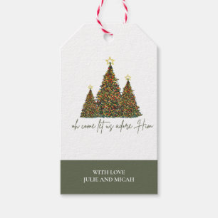 O Come Let Us Adore Him Minimalist Christmas Gift Tags