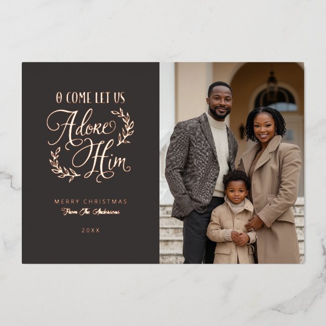 O Come Let Us Adore Him Religious Photo Christmas (Front)