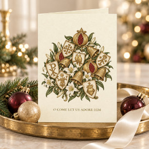 O Come Let Us Adore Him Vintage Christian Card