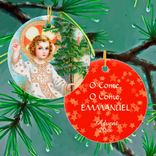 O Come, O Come, Emmanuel (Detail) Advent  Ceramic Tree Decoration