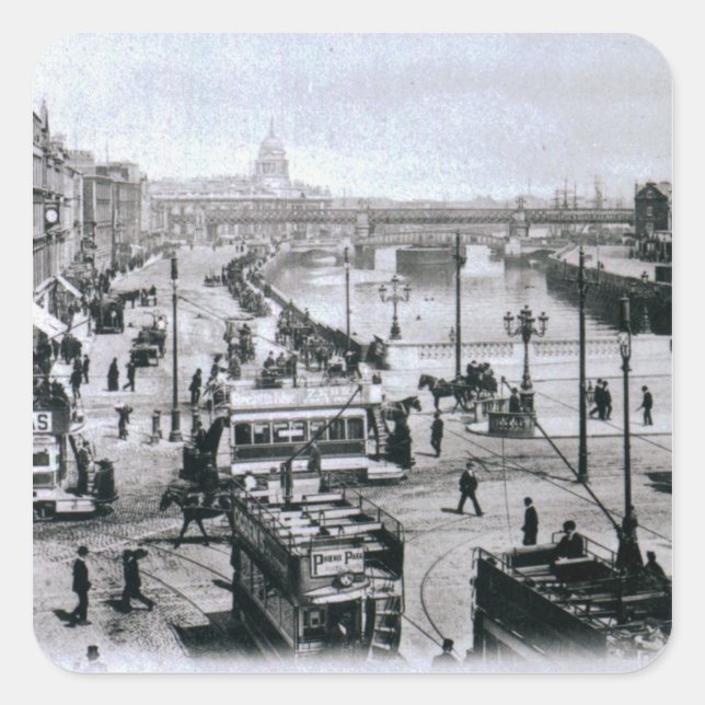 O' Connell Bridge and the River Liffey, Dublin Square Sticker (Front)