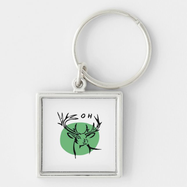 O Dear O Dear Green Minimal Modern Design  Key Ring (Front)