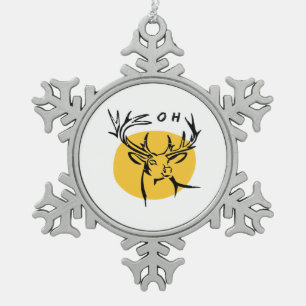 O Dear O Dear Yellow Artistic Style Snowflake Pewter Christmas Ornament