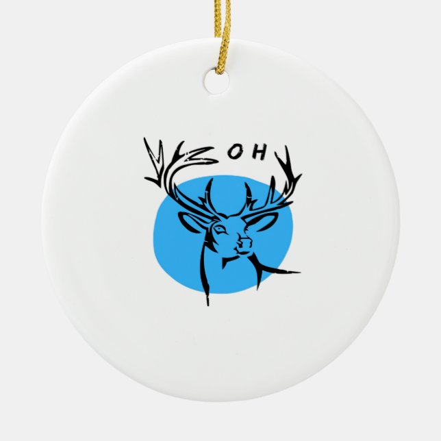 O Dear Oh Dear Blue Whimsical Aesthetic Ceramic Tree Decoration (Front)