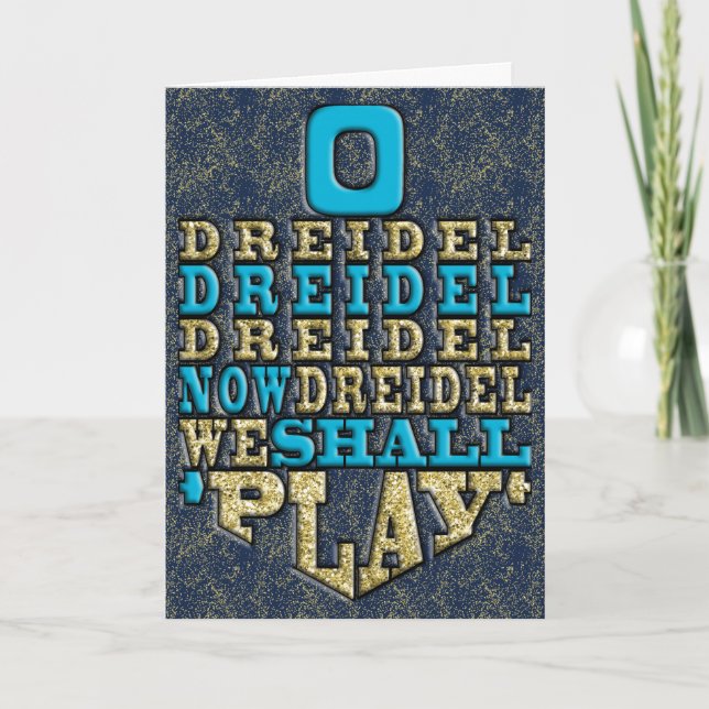 "O Dreidel" Hanukkah Card w Envelope (Front)