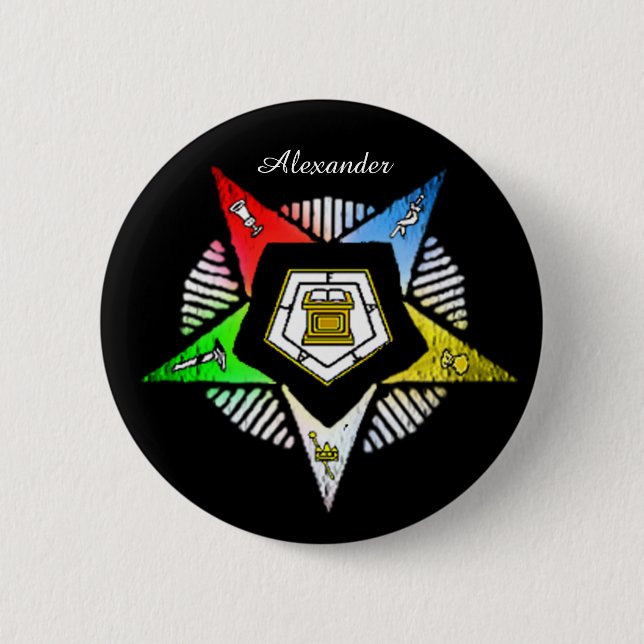 O.E.S~ 6 CM ROUND BADGE (Front)