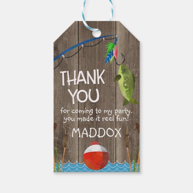 O-fish-al Fishing Themed Birthday Favour Tag (Front)