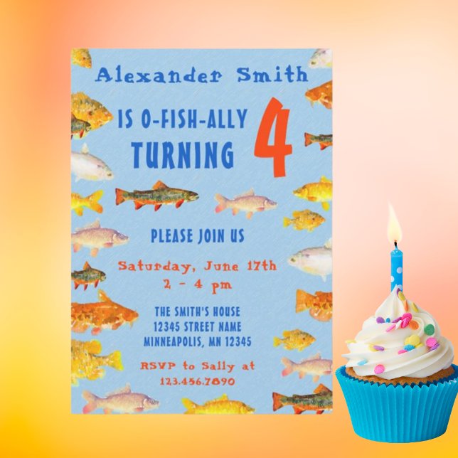 O-Fish-Ally Boys Any Birthday Fishing  Invitation (Creator Uploaded)