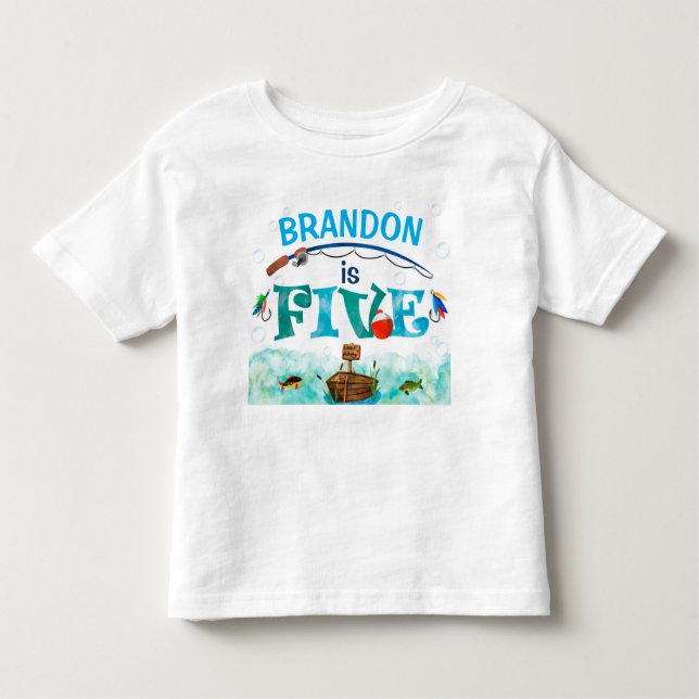 O-fish-ally fishing little fisherman 5th birthday toddler T-Shirt (Front)