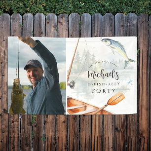 O-Fish-Ally Fishing Themed 40th Photo Birthday Banner