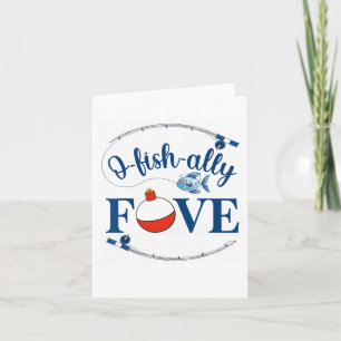 O-fish-ally Five Fishing Boy Fifth Birthday Ofisha Card