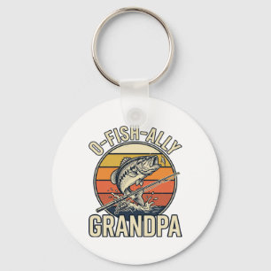 O-Fish-Ally Grandpa Fishing Vintage Shirt Design_1 Key Ring