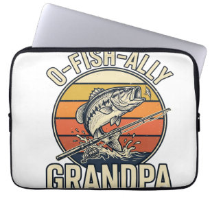 O-Fish-Ally Grandpa Fishing Vintage Shirt Design_1 Laptop Sleeve