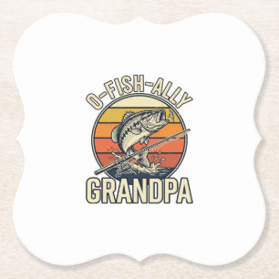 O-Fish-Ally Grandpa Fishing Vintage Shirt Design_1 Paper Coaster