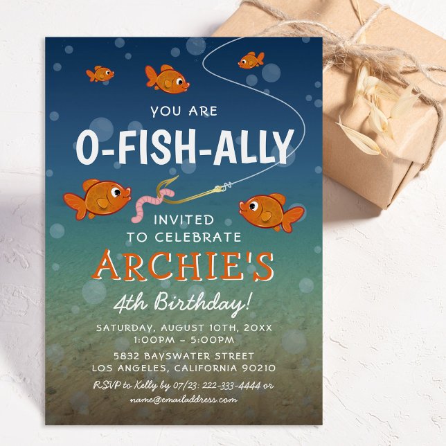 O-Fish-Ally Kids Fishing Themed Birthday Party Invitation (Creator Uploaded)