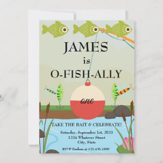O-Fish-Ally One 1st Birthday Party Invitation