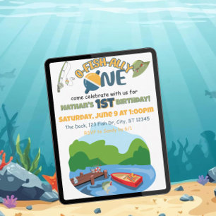 O-FISH-ALLY ONE birthday party Invitation