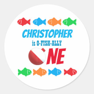 O-Fish-Ally One Fishing 1st Birthday Classic Round Sticker