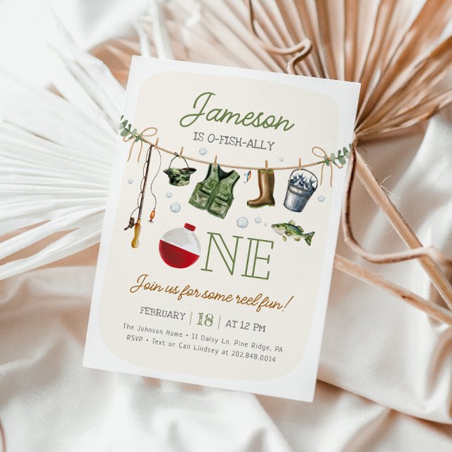 O-fish-ally One Fishing 1st Birthday Invitation (Creator Uploaded)