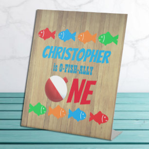 O-Fish-Ally One Fishing 1st Birthday Pedestal Sign