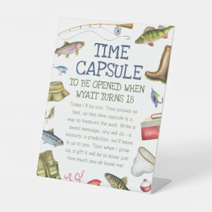 O-Fish-Ally One Fishing 1st Birthday Time Capsule Pedestal Sign