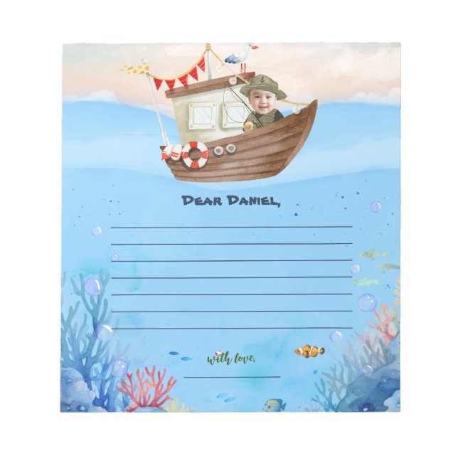 O-fish-ally One Fishing Birthday Time Capsule Card Notepad (Front)