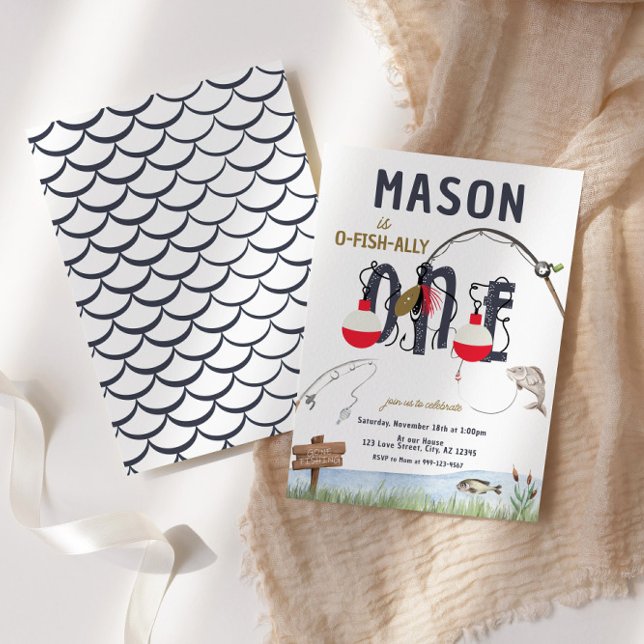 O-Fish-ally One Fishing first Birthday Invitation (Creator Uploaded)