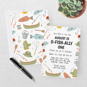 O-Fish-Ally One Fishing Kids 1st Birthday Invitation