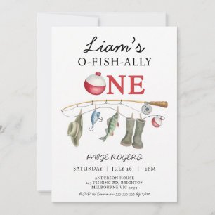 O-Fish-Ally One Vintage Green Boots Boy Invitation