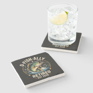 O-Fish-Ally Retired 2026 Fisherman Fishing Stone Coaster