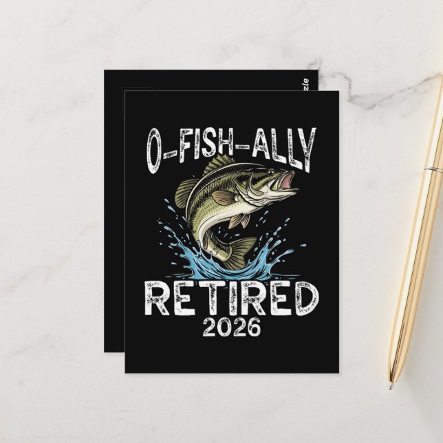 O-Fish-Ally Retired 2026 Humour Funny Postcard (Front/Back In Situ)
