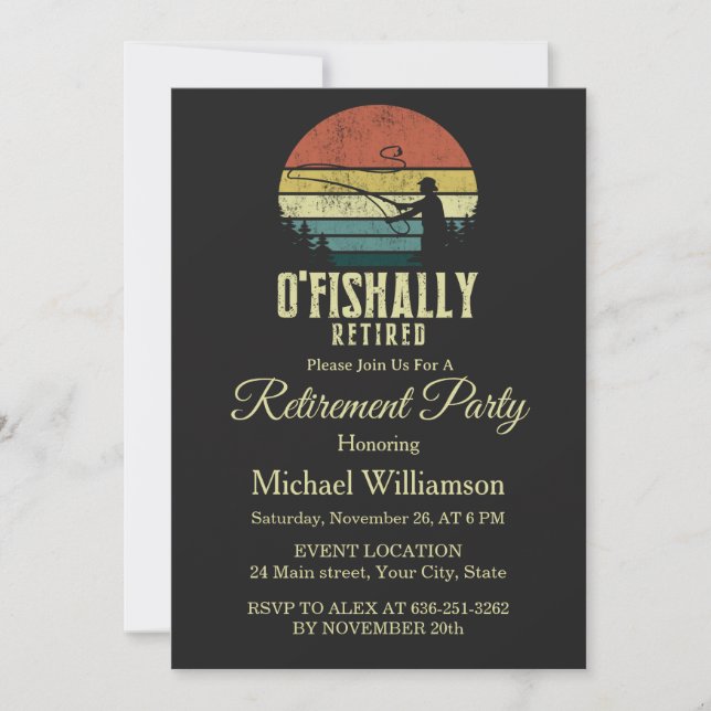 O-fish-ally Retired fishing retirement party Invitation (Front)